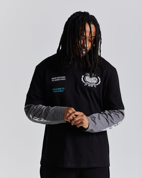 Noir Oversized Long Sleeve T-Shirt - Black/Grey/White