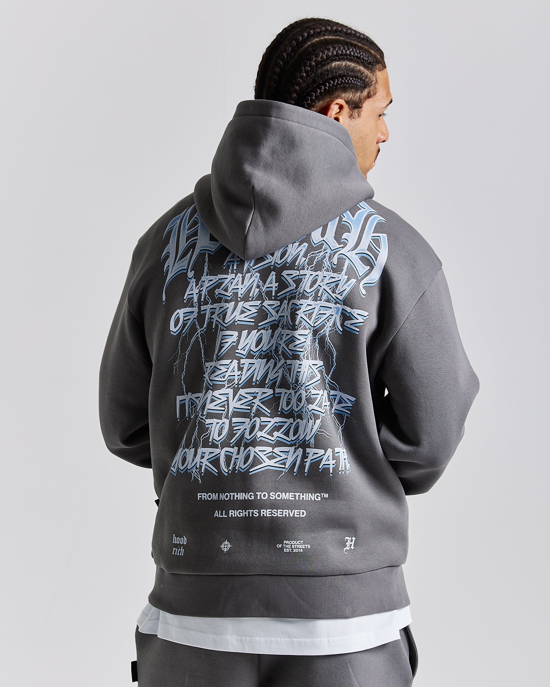 Tornado Oversized Hoodie - Grey/White/Blue
