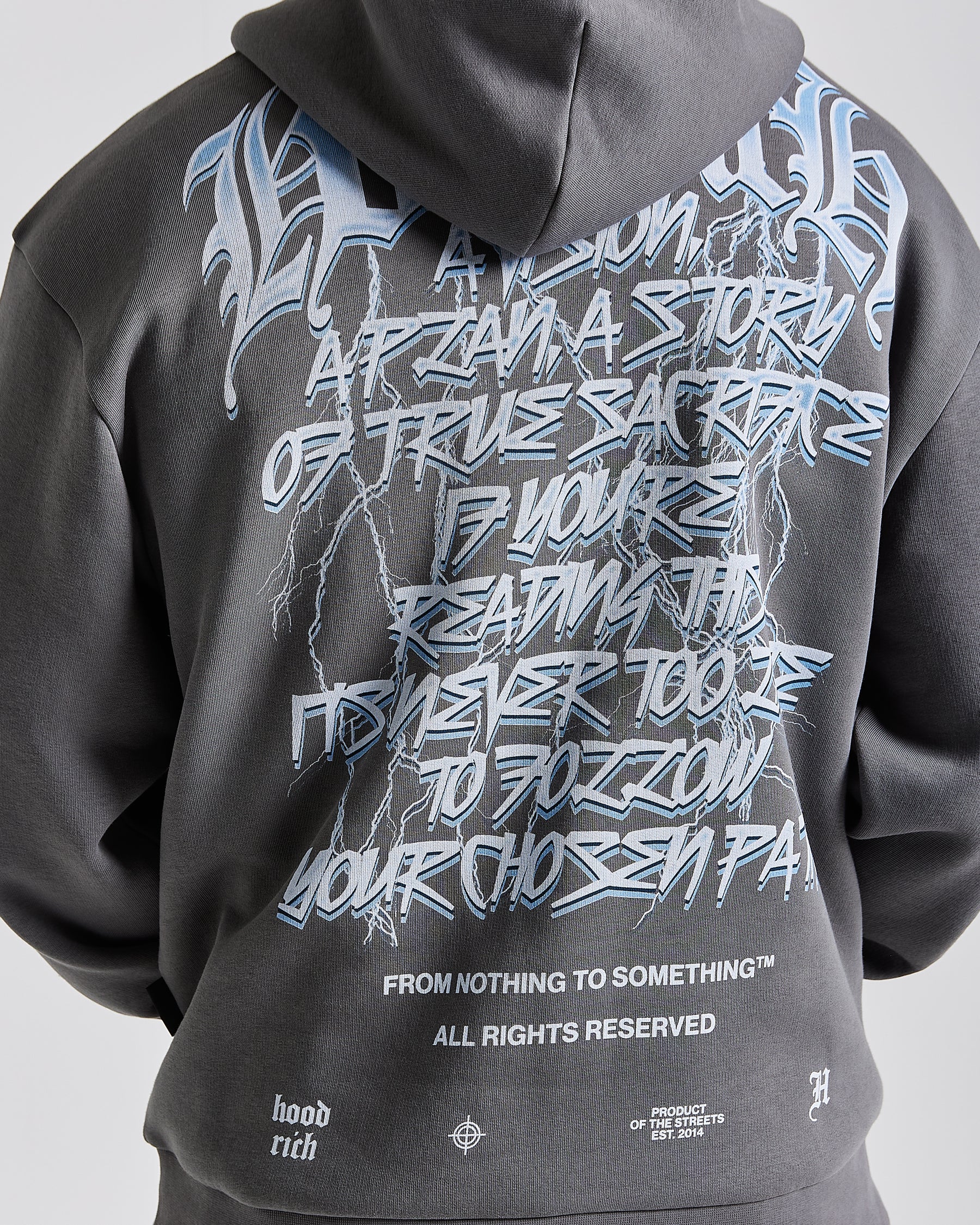 Tornado Oversized Hoodie - Grey/White/Blue