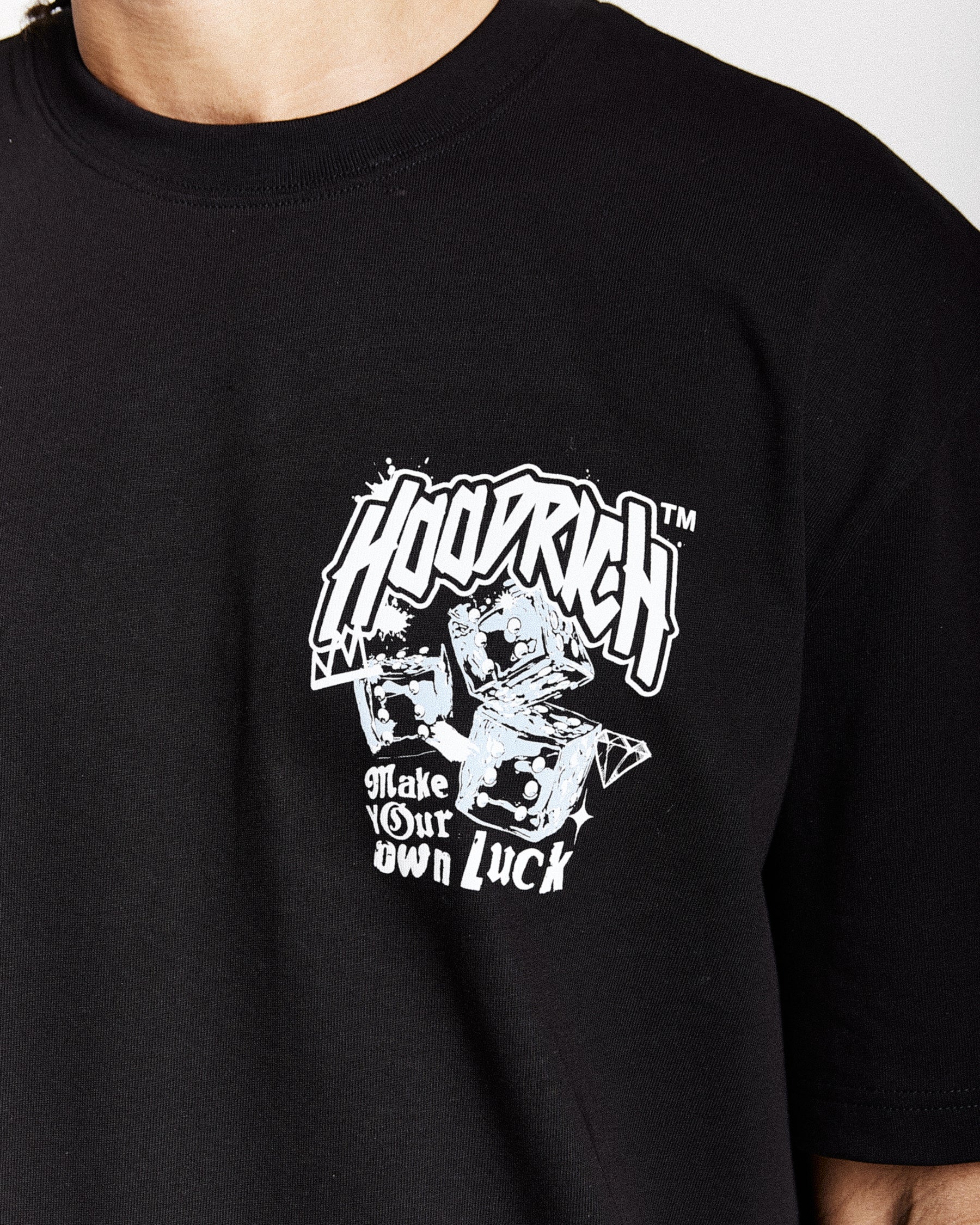 Fortune Oversized T-Shirt - Black/White/Blue