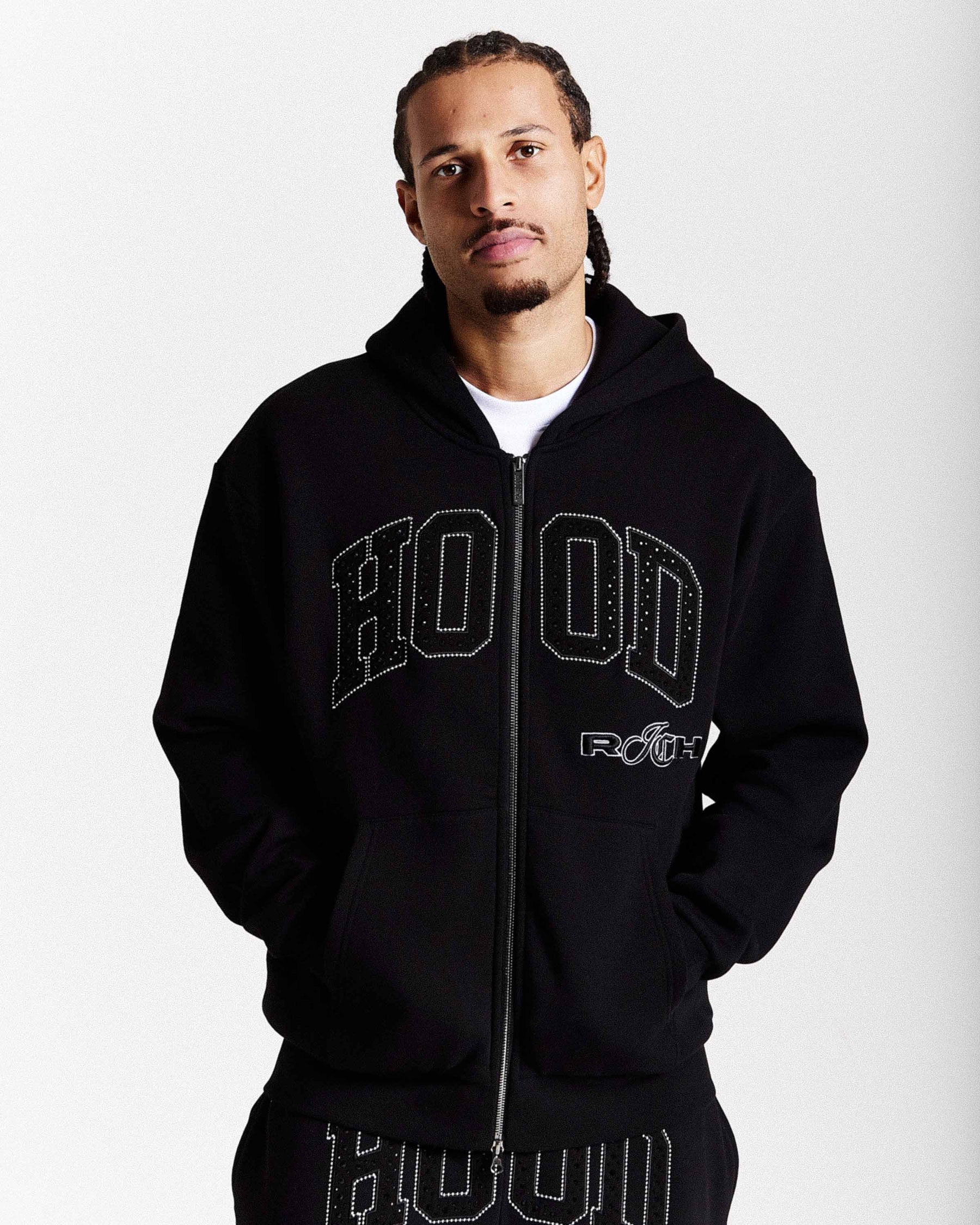 Captain Oversized Zip Hoodie - Black/White