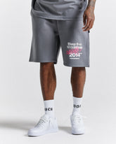 Stamp Tag Oversized Shorts - Grey/White/Pink