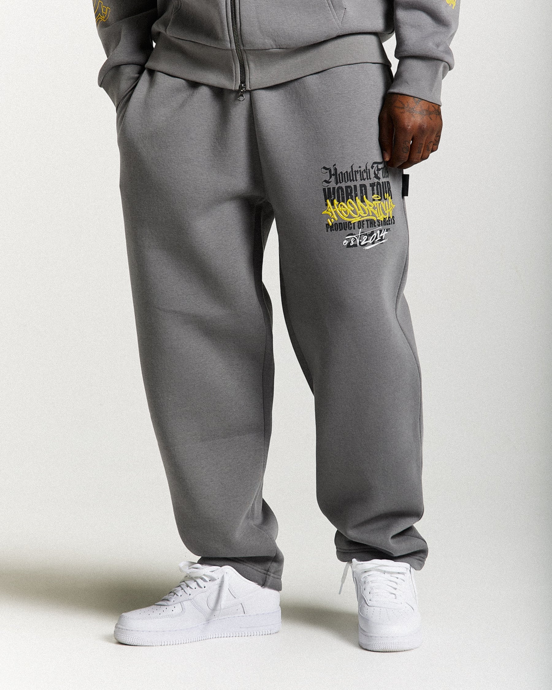 Stamp Tour Oversized Joggers - Grey/Black/Yellow
