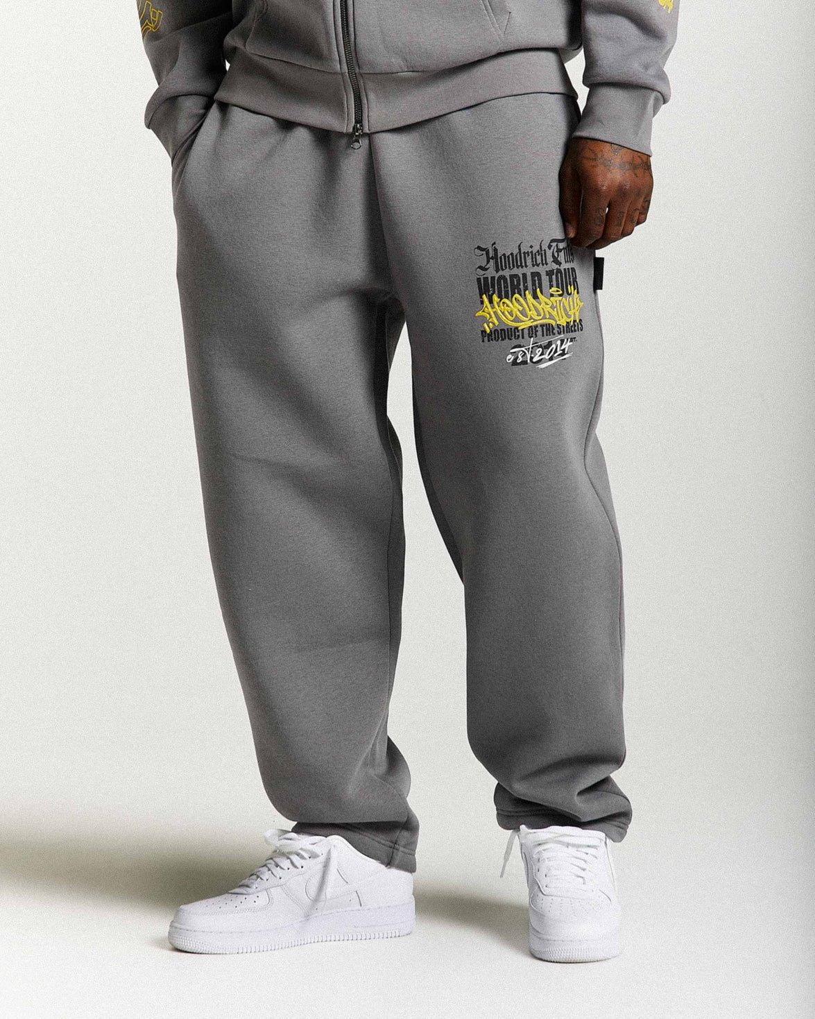 Stamp Tour Oversized Joggers - Grey/Black/Yellow