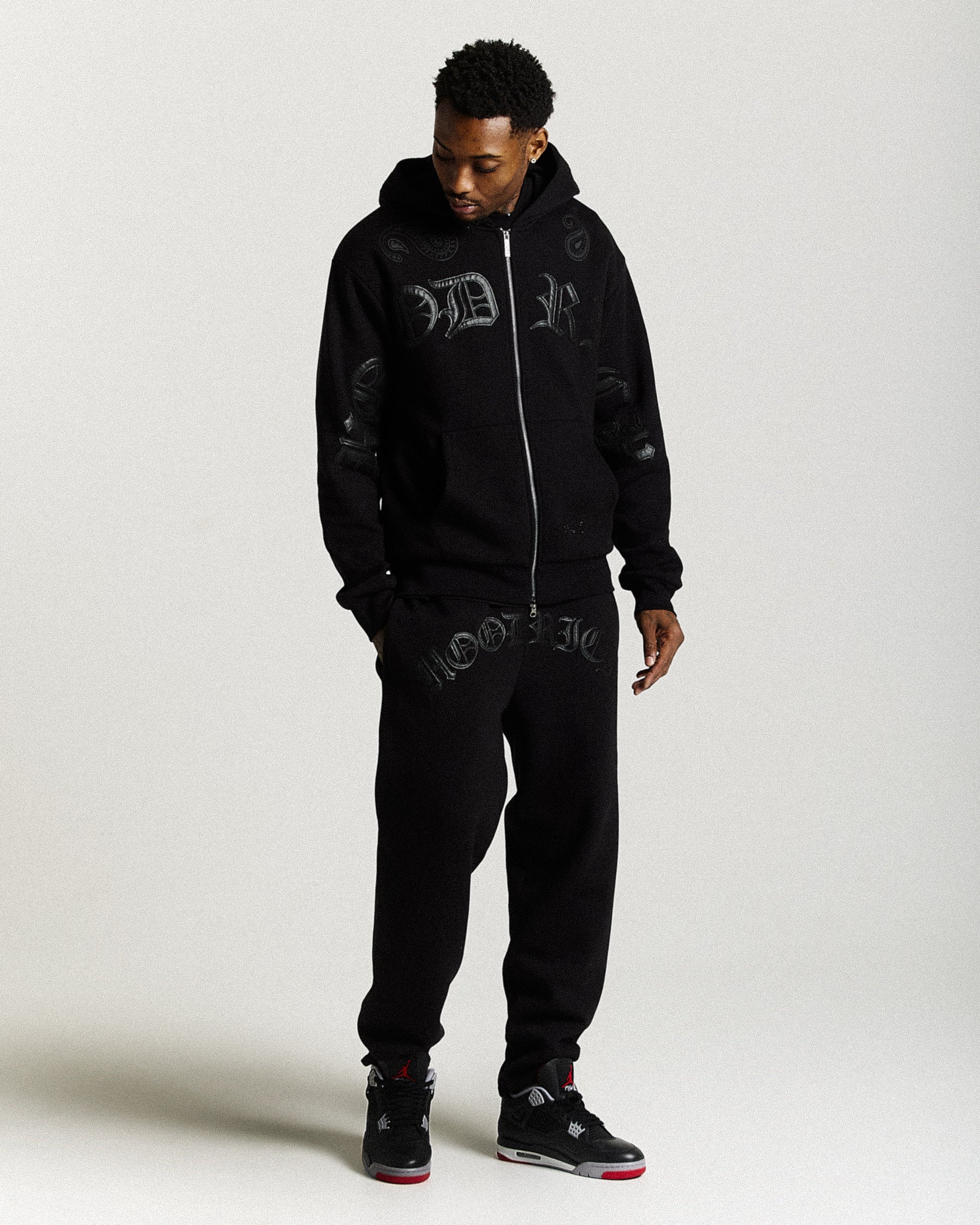 Inkline Oversized Zip Hoodie - Black