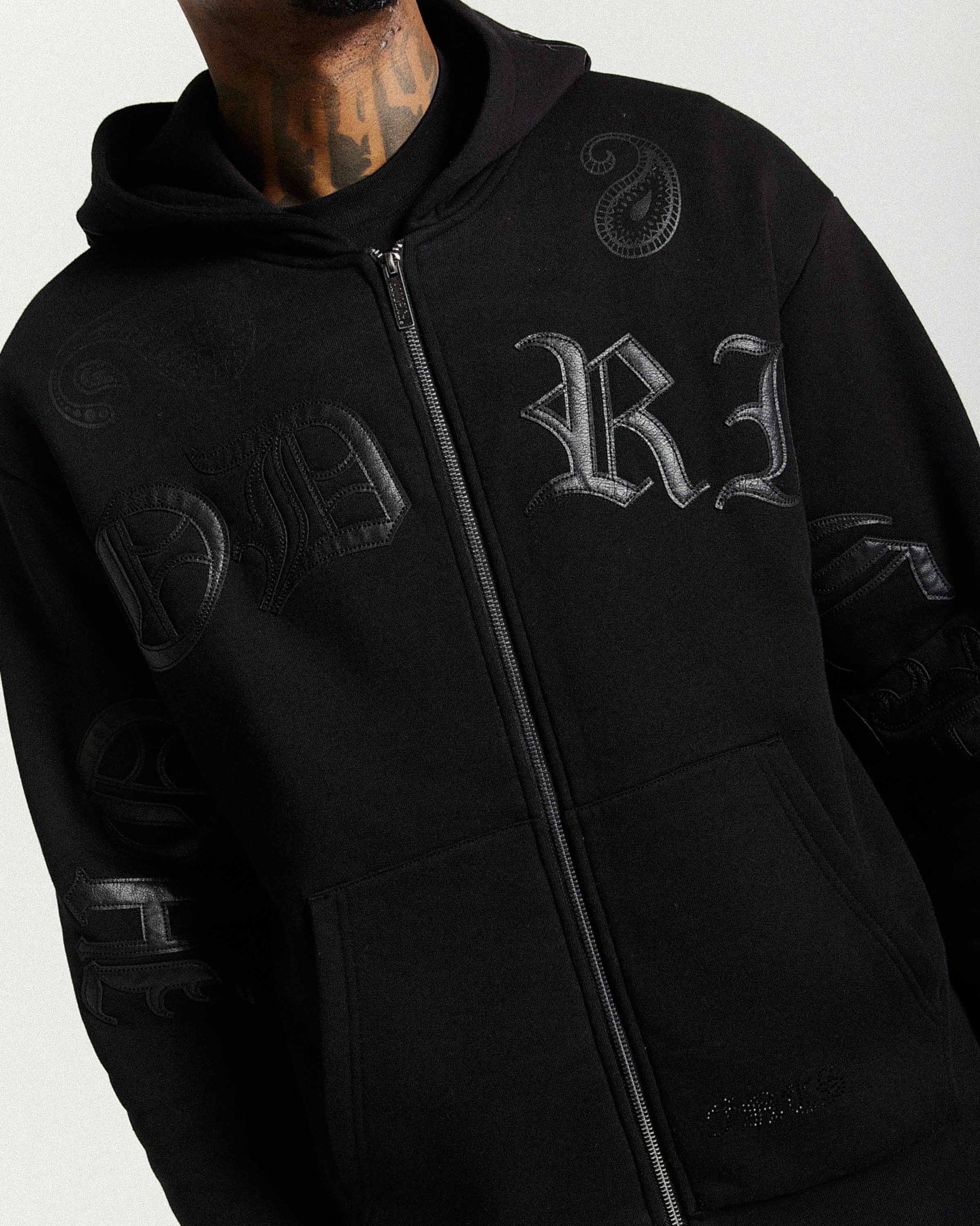 Inkline Oversized Zip Hoodie - Black
