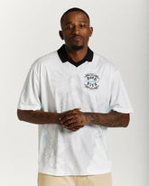 Rito Oversized Football Shirt - Off White/Black/Blue