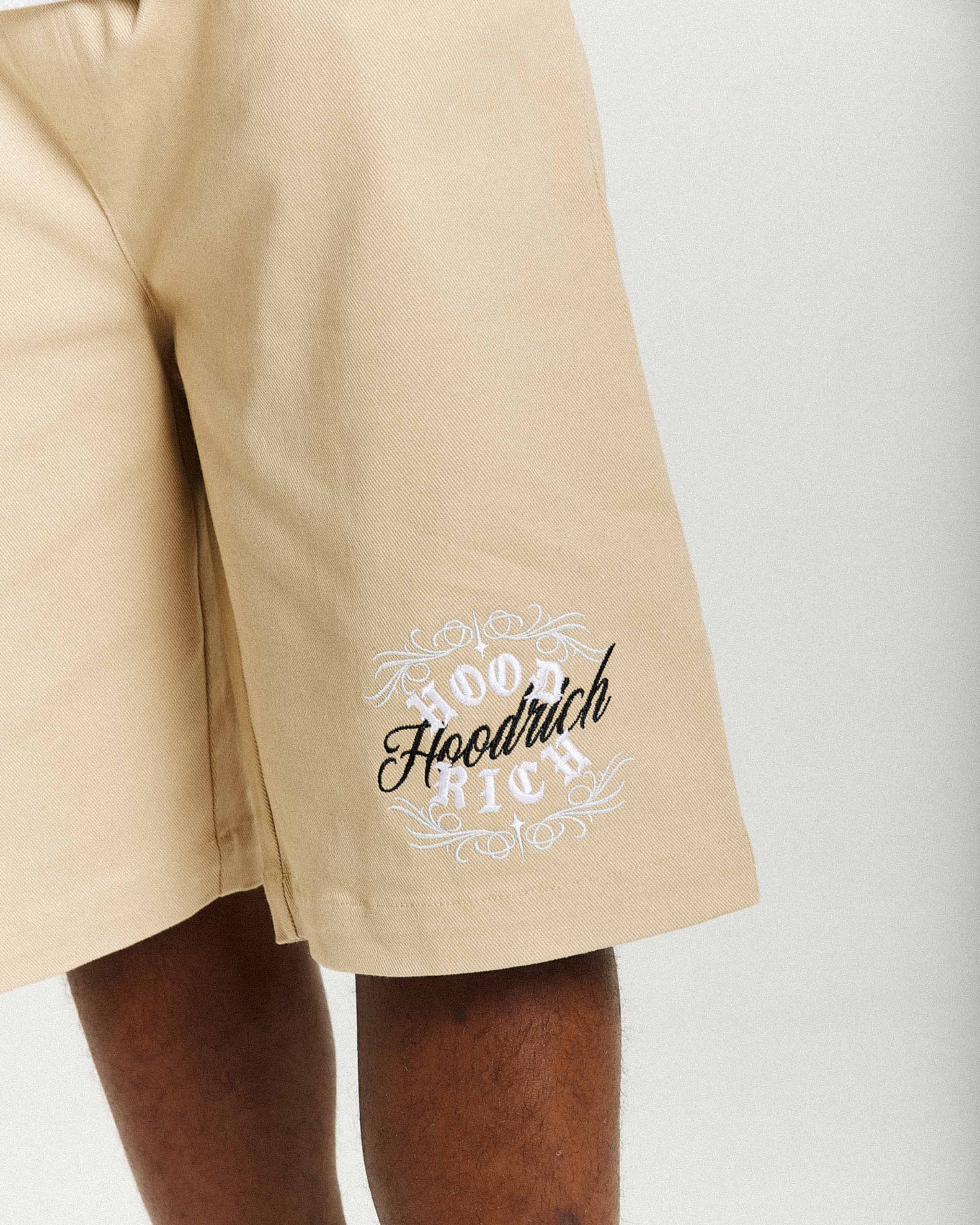 Rito Woven Shorts - Khaki/White