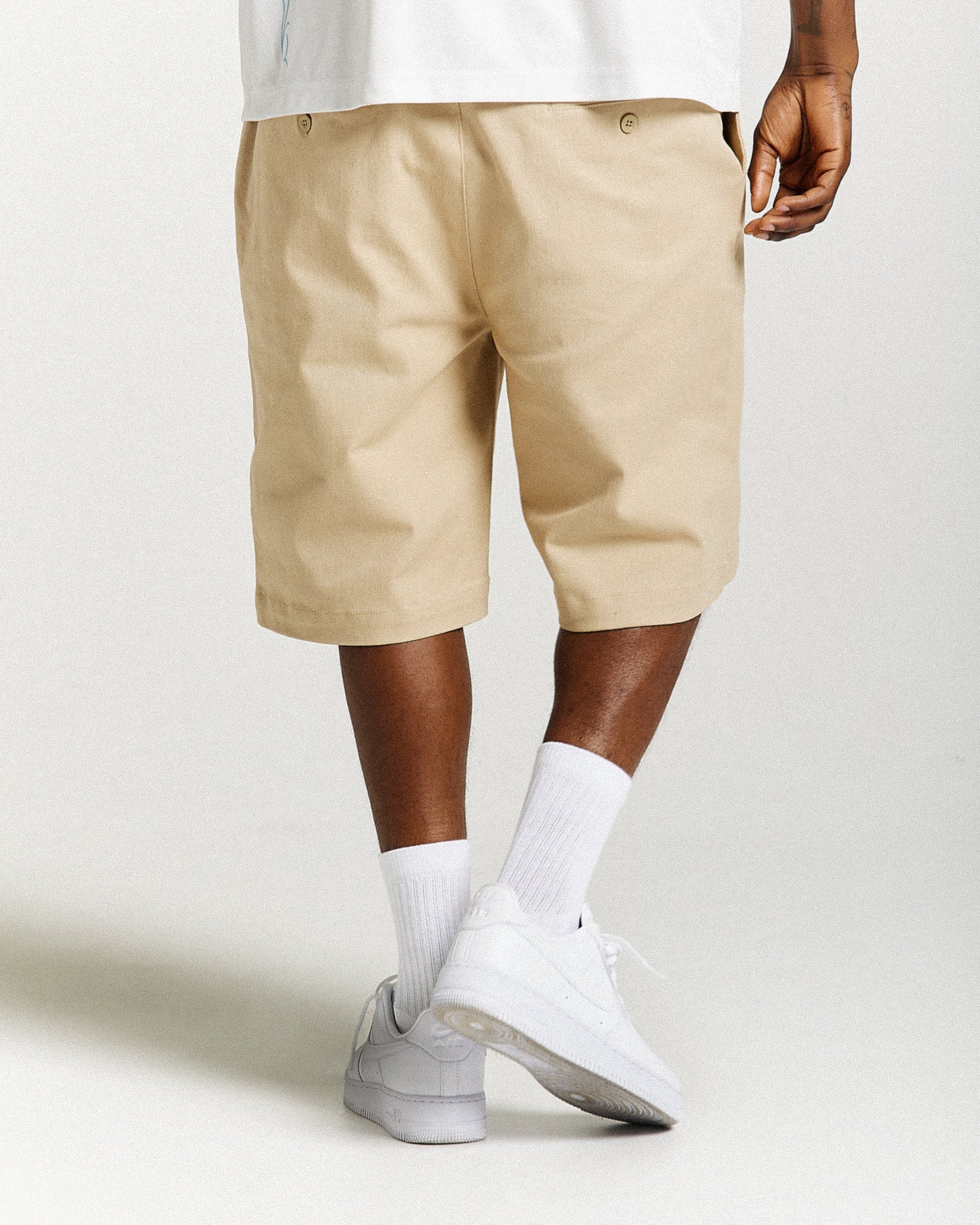 Rito Woven Shorts - Khaki/White