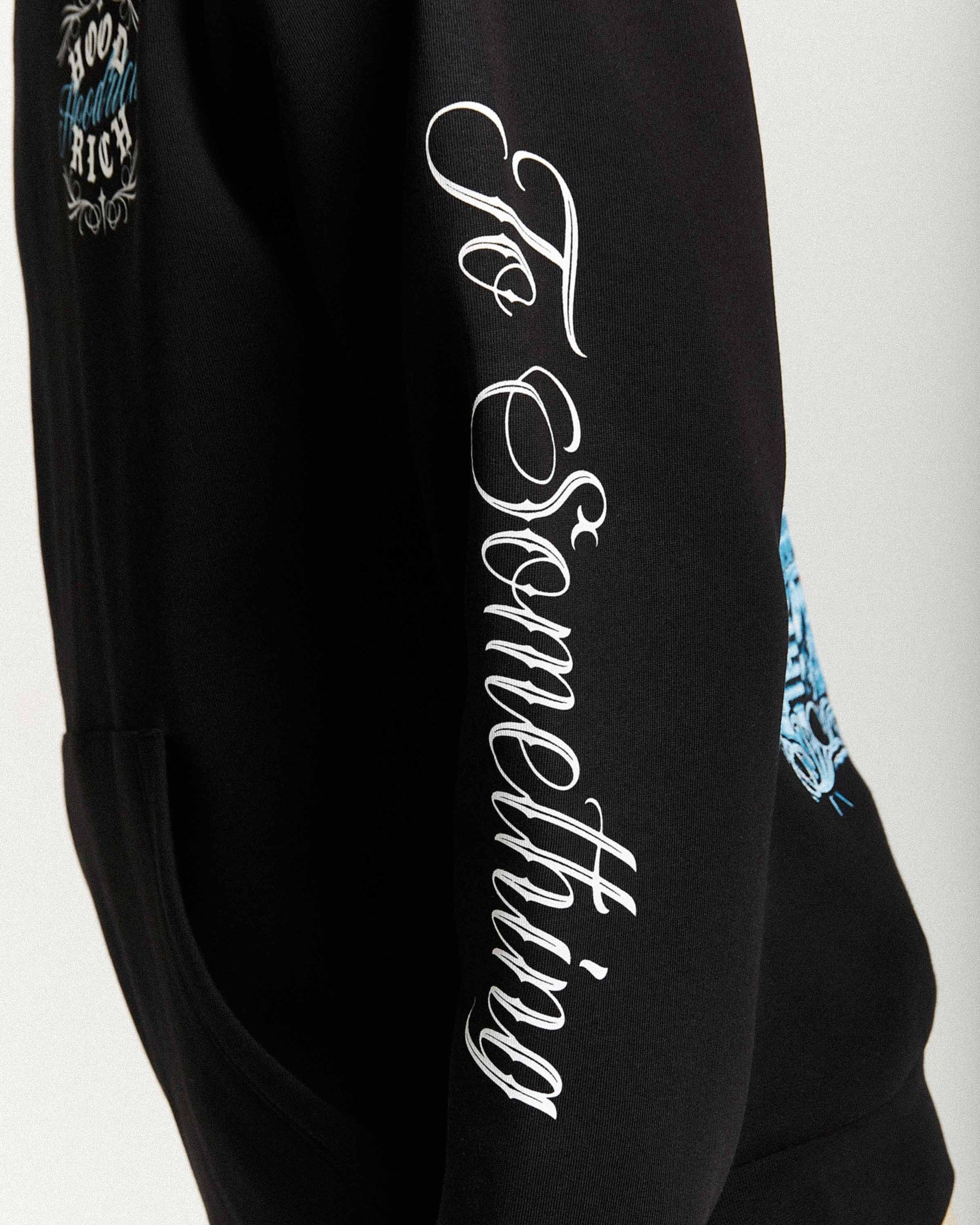 Rito Oversized Hoodie - Black/White/Blue