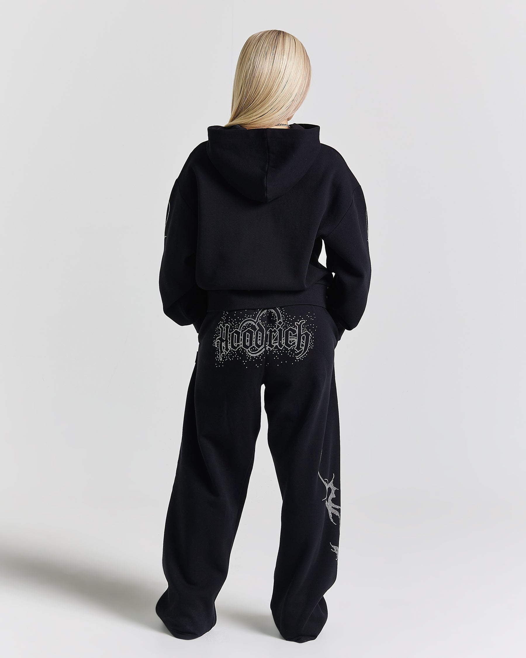 Diffuse Zip Hoodie - Black/Rhinestones