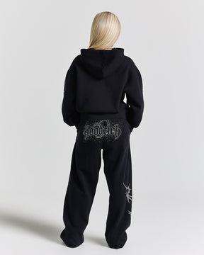 Diffuse Zip Hoodie - Black/Rhinestones