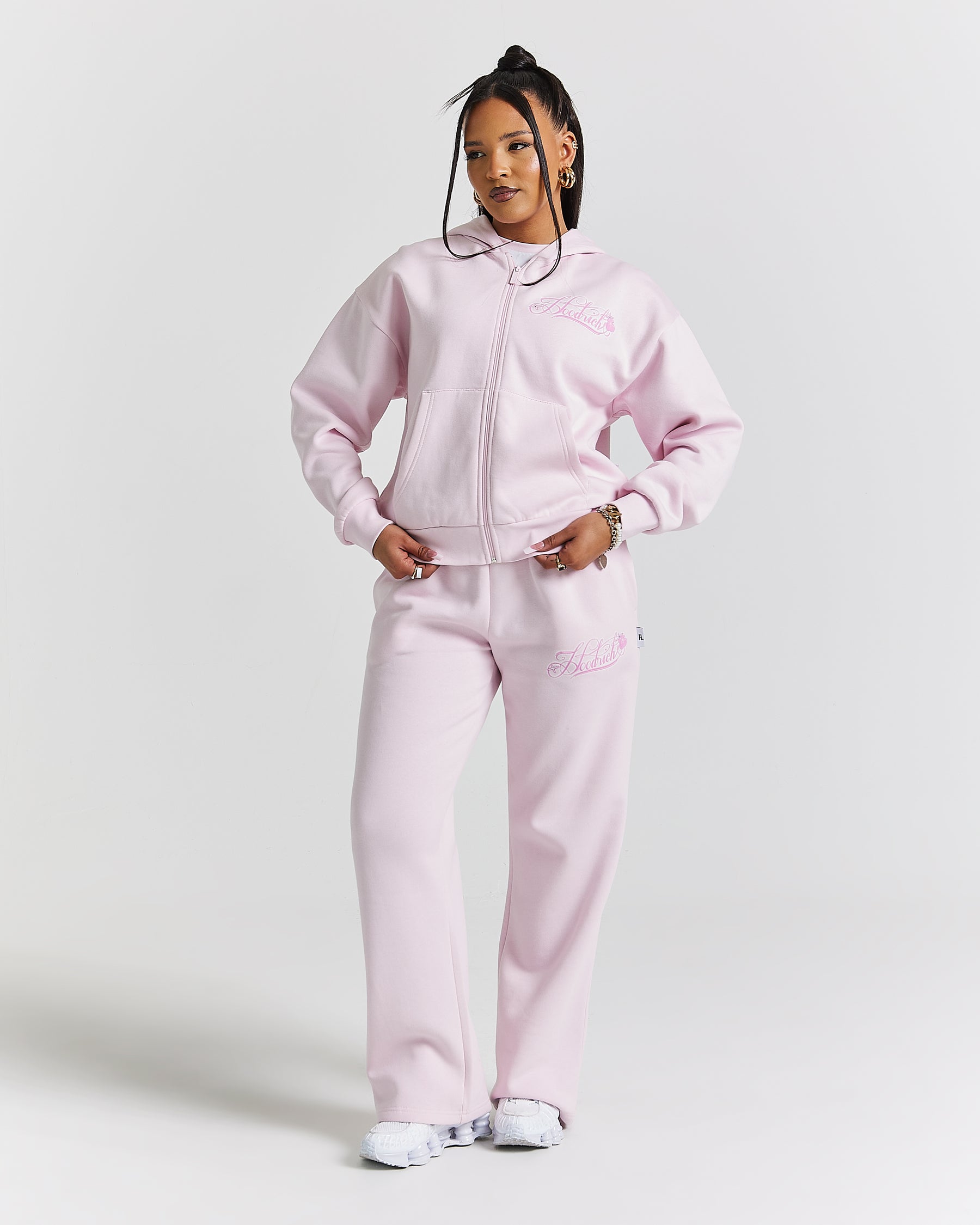 Finesse Wide Leg Jogger - Pinks/Rhinestone