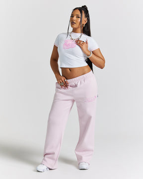 Finesse Fitted Tee - White/Pink/Rhinestone