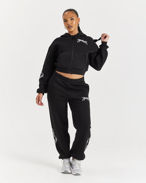 Spark Boxy Zip Hoodie - Black/Silver