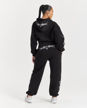 Spark Boxy Zip Hoodie - Black/Silver