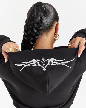 Spark Boxy Zip Hoodie - Black/Silver