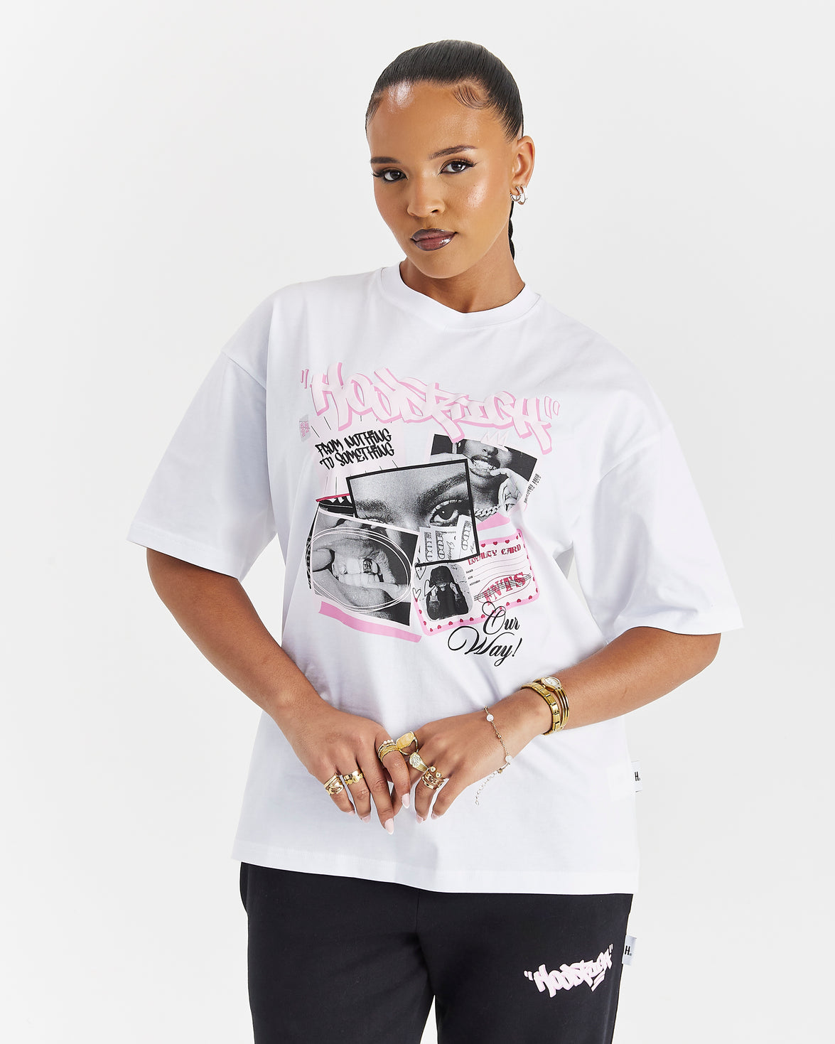 Fray Oversized T-Shirt - White/Pink