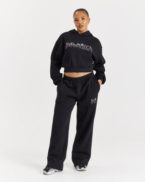 Lucky Oversized Wide Leg Joggers - Black/Grey