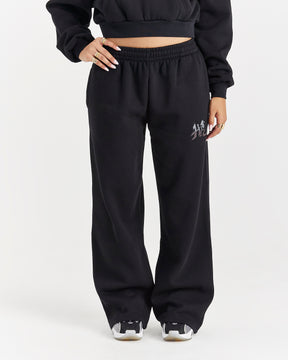 Lucky Oversized Wide Leg Joggers - Black/Grey