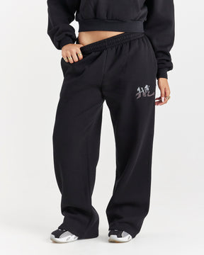 Lucky Oversized Wide Leg Joggers - Black/Grey