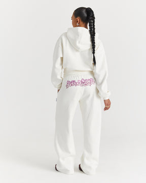Lucky Boxy Hoodie - Cream/Pink