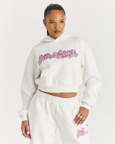 Lucky Boxy Hoodie - Cream/Pink
