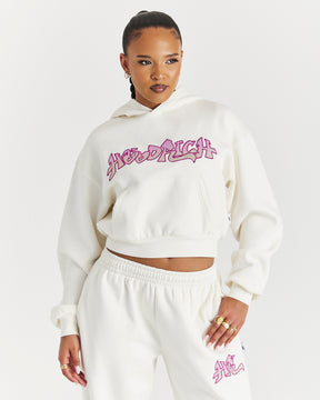 Lucky Boxy Hoodie - Cream/Pink