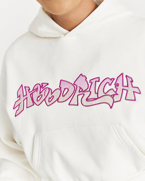 Lucky Boxy Hoodie - Cream/Pink