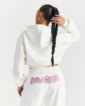 Lucky Boxy Hoodie - Cream/Pink