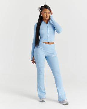 Selene Thick Waistband Flares - Blue/White