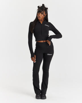 Selene Thick Waistband Flares - Black/White