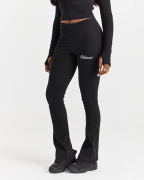 Selene Thick Waistband Flares - Black/White
