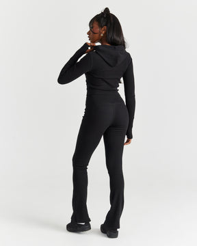 Selene Thick Waistband Flares - Black/White