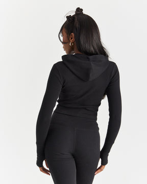 Selene Fitted Zip Hoodie - Black/White