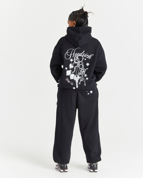 Lyra Oversized Joggers - Black/Rhinestone/Pink
