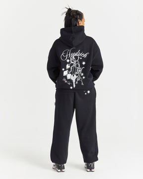 Lyra Oversized Joggers - Black/Rhinestone/Pink