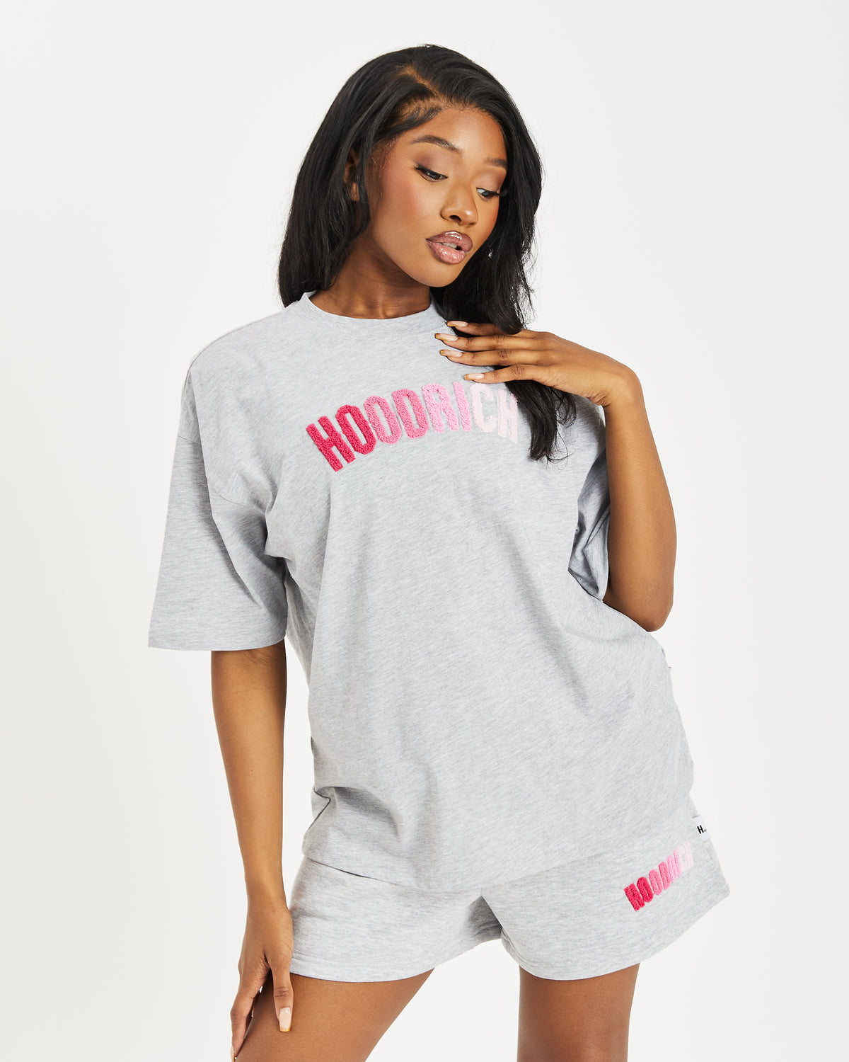 OG Kraze Boyfriend T-shirt - Heather Grey/ Pinks